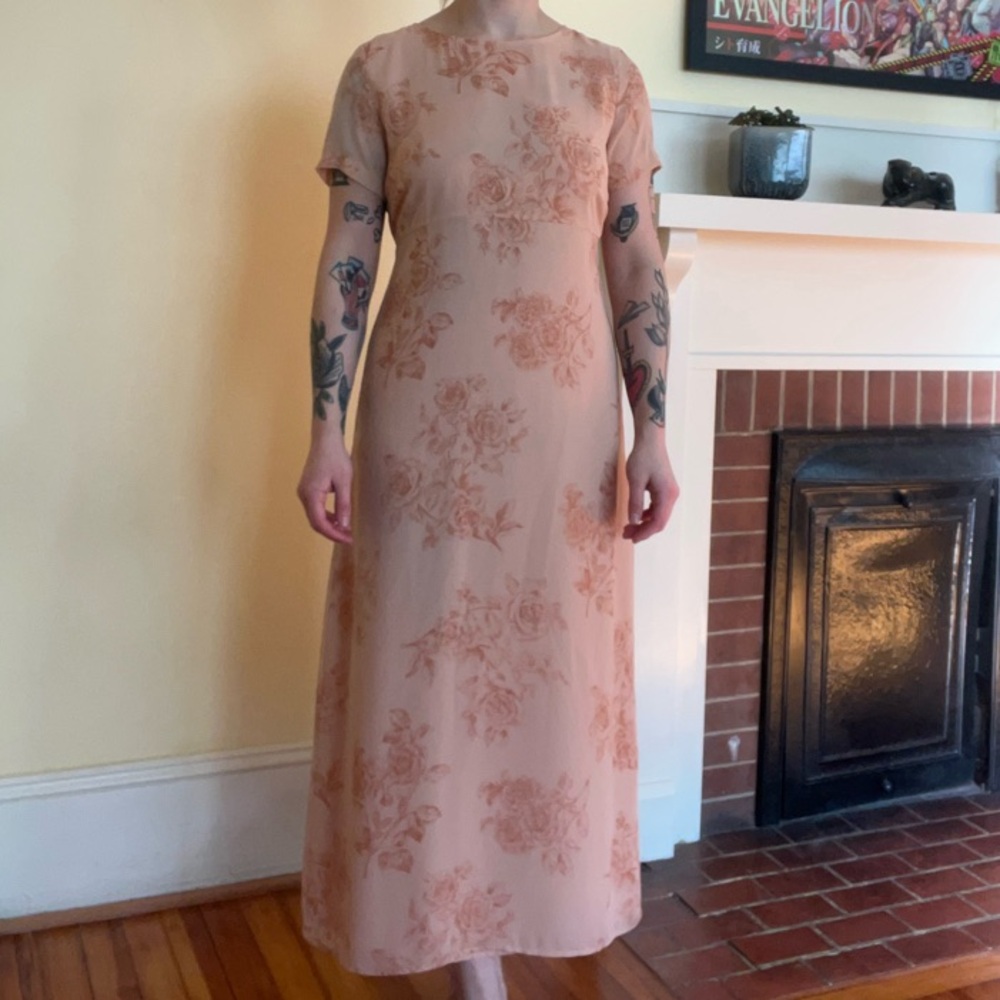 Vintage 90’s NY&Co pink floral maxi dress
